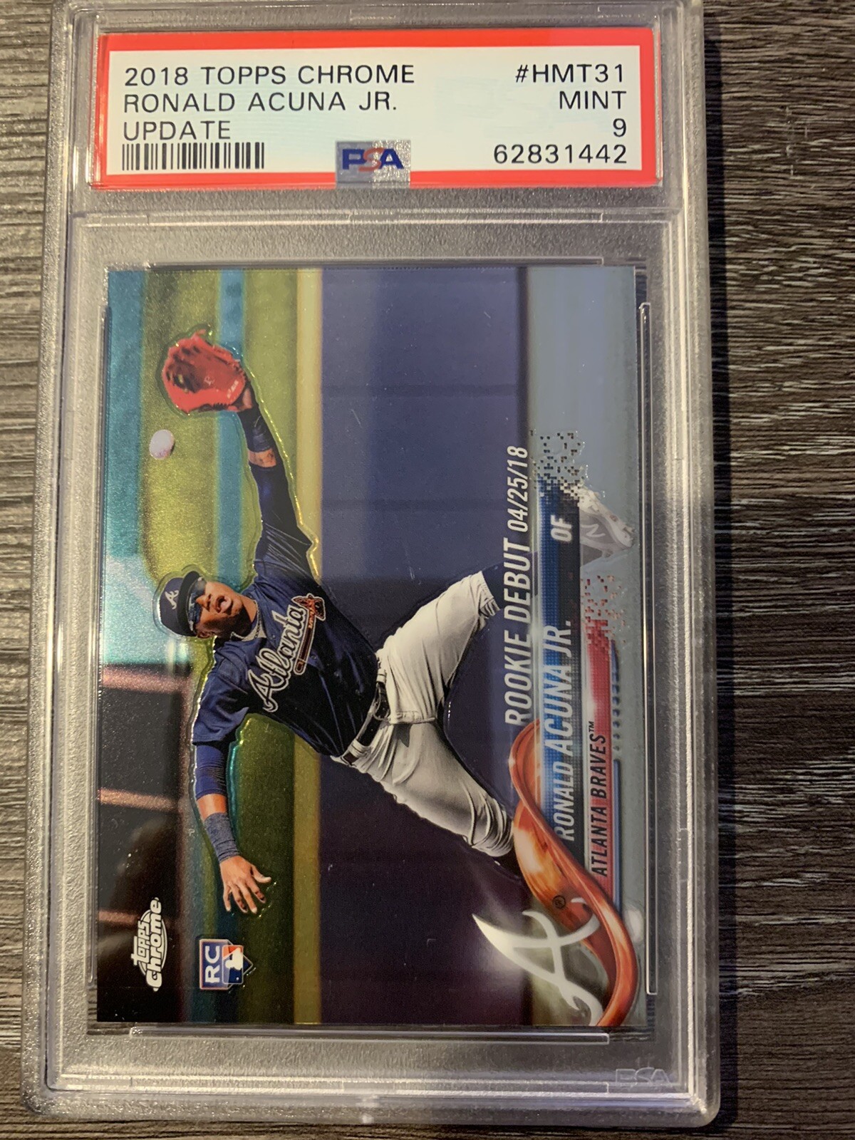 2018 Topps Chrome Update Ronald Acuna Jr RC Rookie HMT31 PSA 9