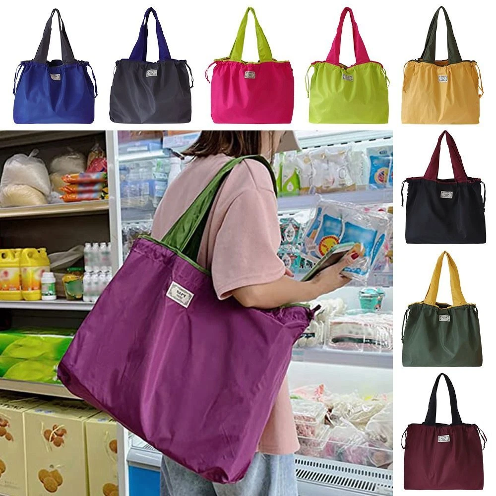 Foldable Shopping Bag Shoulder Bag Supermarket Shopping Bag Travel Grocery Bag