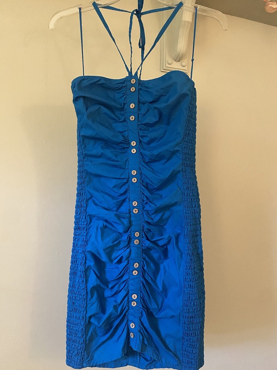 Free People Blue Hold On Halter Dress S Smocked Body Con | eBay Free People Blue Hold On Halter Dress S Smocked Body Con | eBay