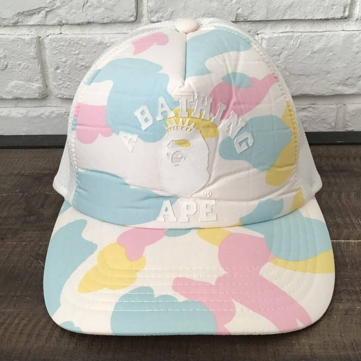 BAPE NYC college logo cotton candy camo Tracker Hat Cap NIGO A