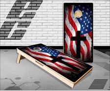 American Flag Cross Cornhole Boards Bean Bag Toss Game