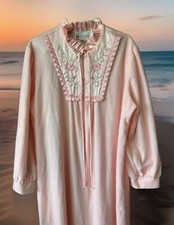 Vandemere Nightgown Robe Pockets L Large Pink 1/2 Zip Long Vintage Made In USA