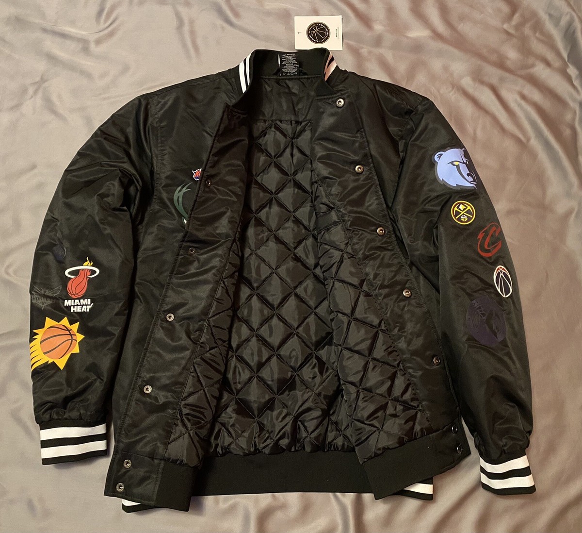 NBA VARSITY JACKET（LEAGUE　PASS限定) NBA C0LLAGE JACKET BLACK-MULTI COLOR MENS JACKET BIG LOGO | eBay