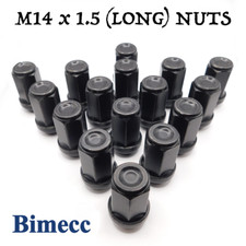 M14x1,5 geschlossene Bimecc Radmuttern 41mm (schwarz) x 16 für Cadillac XT4, CT6