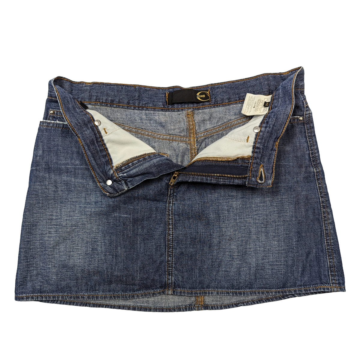 Just Cavalli Vintage Y2K 2000s Distressed Denim Jeans Mini Short