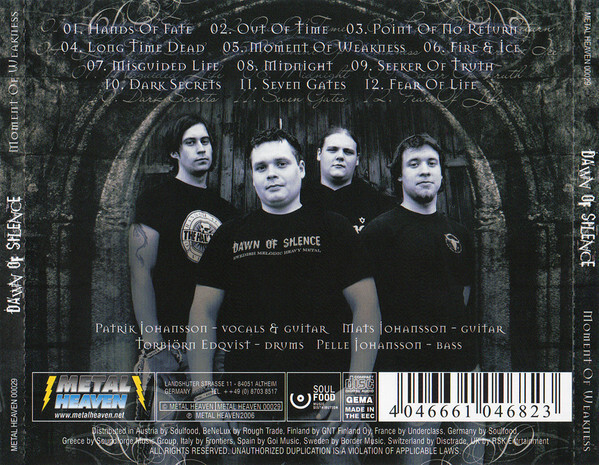 Dawn Of Silence Moment Of Weakness CD, Album 2006 Power Metal
