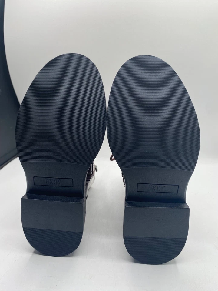 Botines de combate DKNY para mujer Burdeos Malaya con cordones punta almendra nuevos en caja Foto 4 de 4