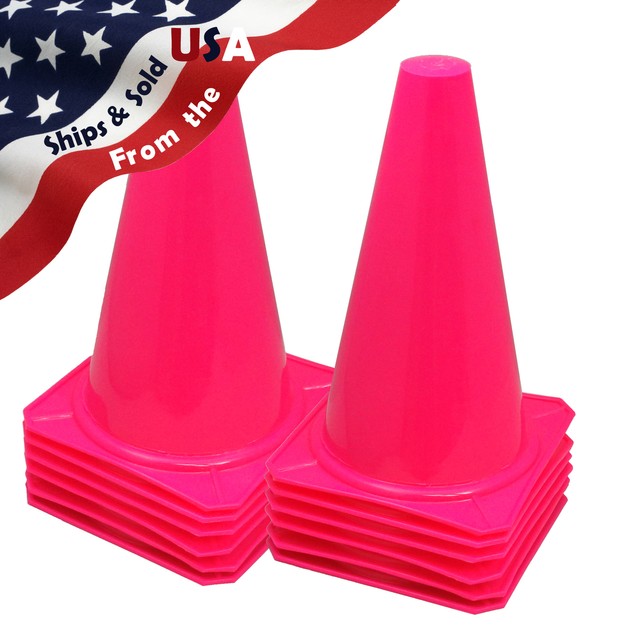 9" Tall PINK CONES Sports Training Safety Cone Qty 12 eBay