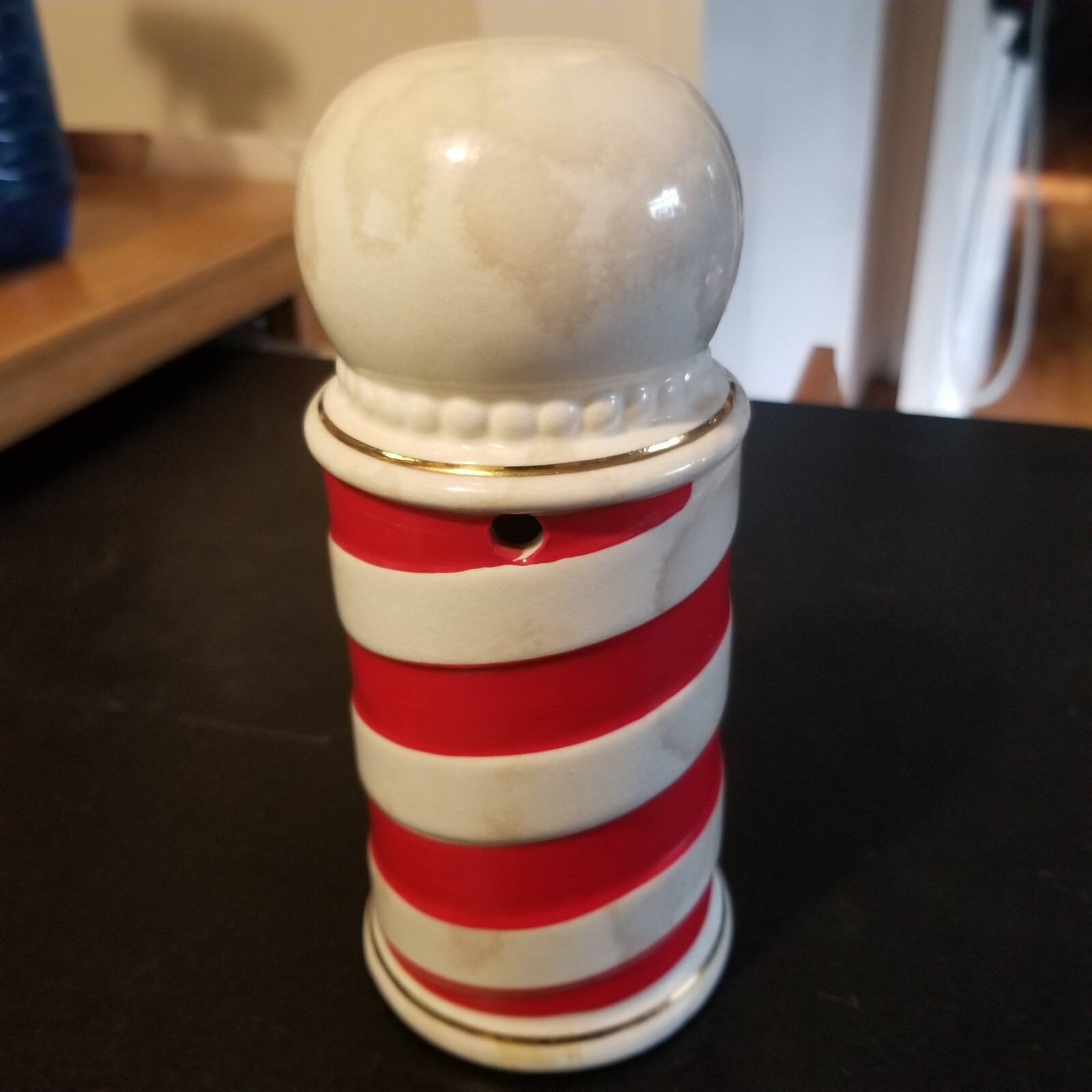 Vintage Ceramic Barber Pole Razor Blade Bank Disposal Container eBay