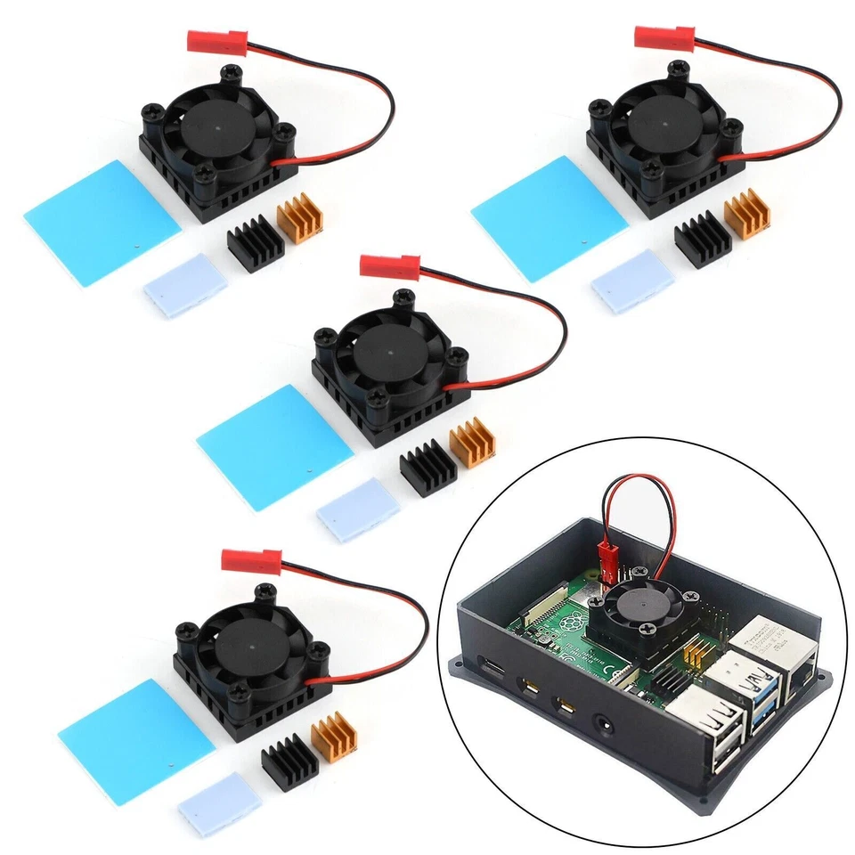4x Platz Ventilator Lüfter Kühlkörper Kühler Kit für Raspberry Pi 4 Modell B E1A - Bild 2 von 4