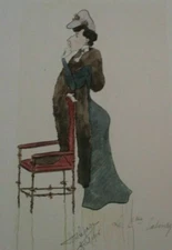 ANTIQUE PAINTING PAUL LEPAGE PORTRAIT RARE 1906  ART DECO ILLUSTRATIONS WOMEN