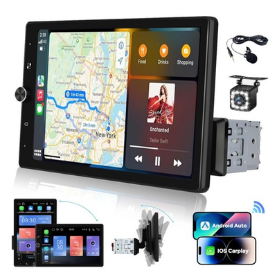 #ad 10quot; Single Din Touch Screen Stereo Bluetooth Radio Car Apple Android CarplayCAM $89.99