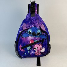Disney Stitch Angel Galaxy Sling Backpack Crossbody Chest Bag Purple Unisex
