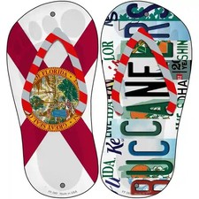 Metal Flip Flops Sign FL Flag NFL Buccaneers Strip Art Novelty Set of 2 New Wall