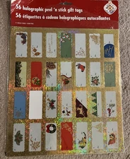 PEEL AND STICK FOIL Holographic GIFT TAGS 56 Pcs Sparkly Adhesive Luxury