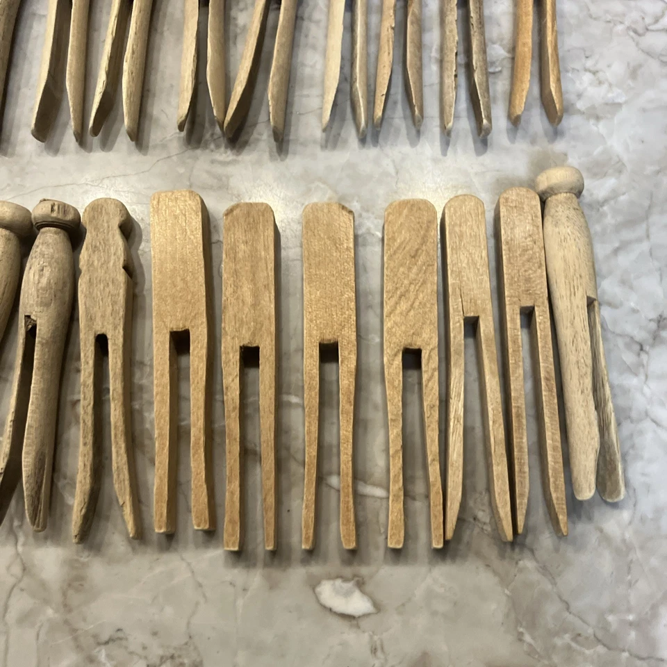 复古木质衣服别针混合套装 125 农舍洗衣乡村装饰工艺品 — 第 2/4 张图片