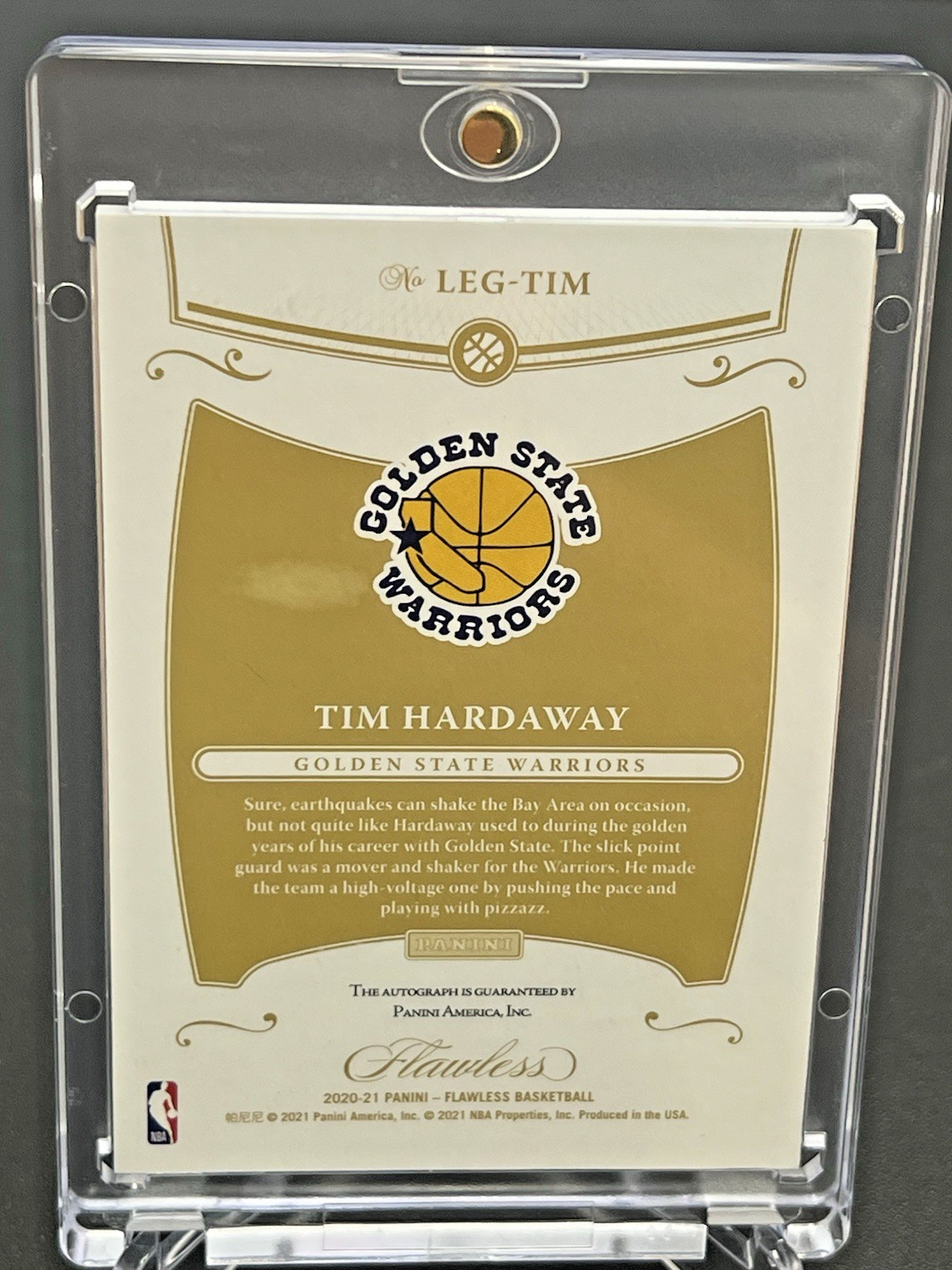 2020-21 Panini Flawless Legendary Scripts - Tim Hardaway - Amethyst Auto 3/3 view 4