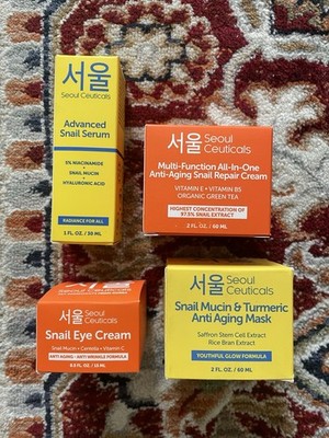 Seoul Ceuticals Snail Mucin Anti Aging Serum, Cream & Mask Set for Face & Eyes