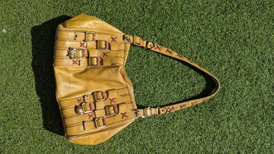 Cromia Leather Shoulder Handbag Italian Craftsmanship Yellow/Gold Hardware