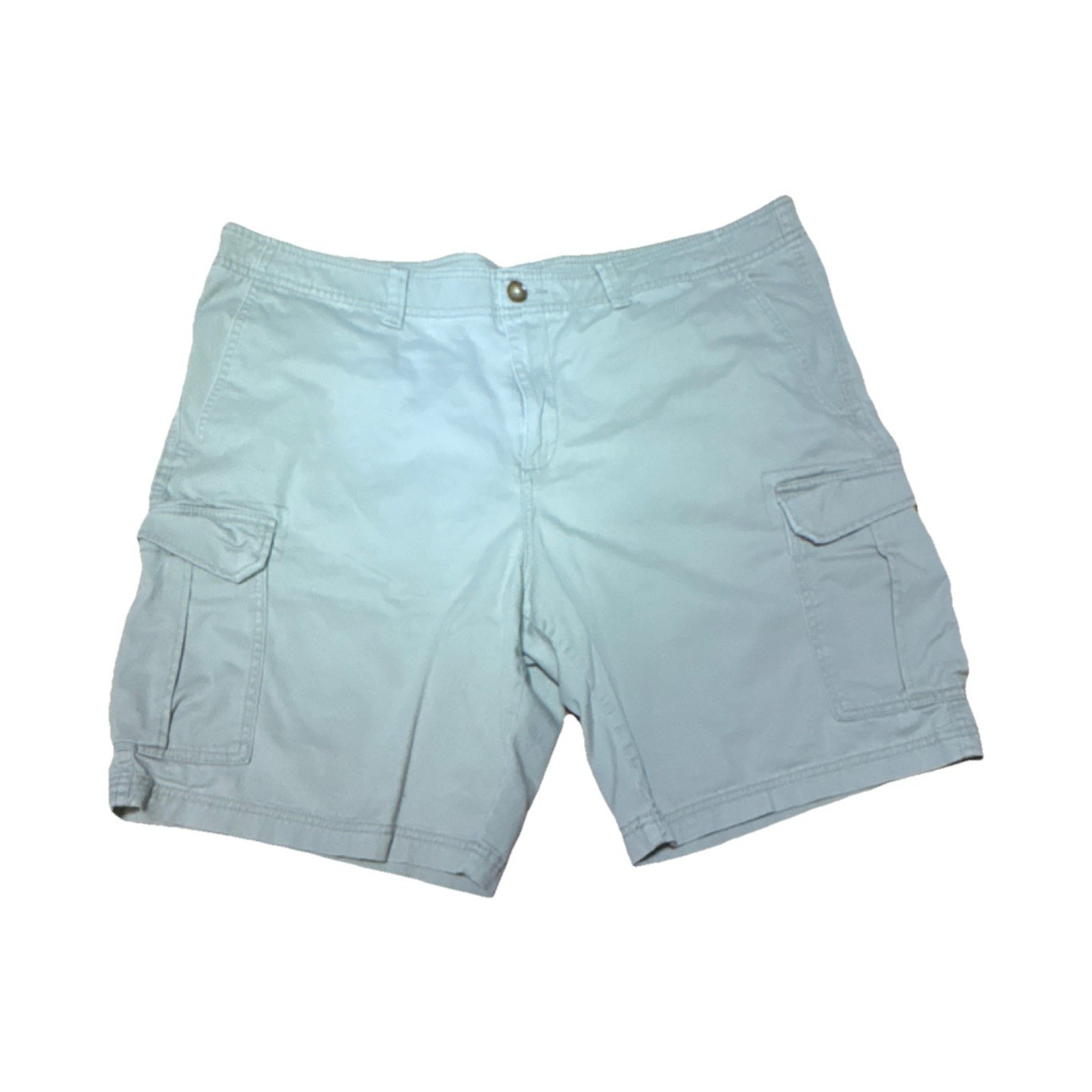 George 40 Men's Beige Cargo Shorts Cotton Flat Front Button Zip Pockets Outdoor