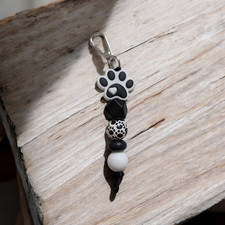 Paw Print Keychain Silicone Beads Dog Cat Paw