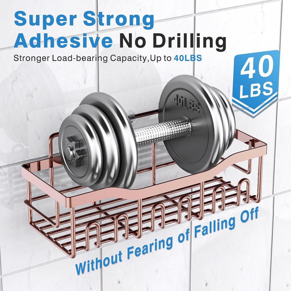 5-Pack Adhesive Shower Caddy Organizer for Bathroom Storage & Decor