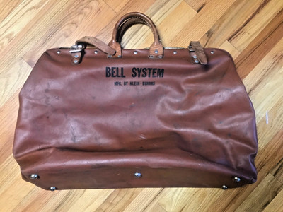 Vintage Bell System Telephone Lineman Tool Bag Klein Buhrke Repair Man Bag