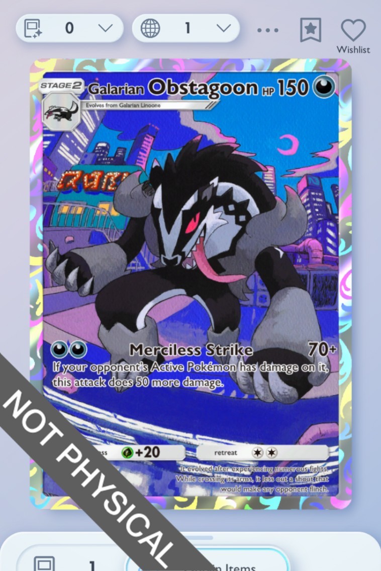 Pokemon Juego de Cartas Coleccionables Bolsillo - Galarian Obstagoon 1⭐, Desfile Fantástico, Inglés
