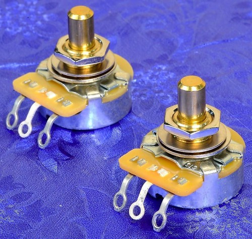 2 CTS 450G Srs 250K Audio Taper Solid 1/4" Shaft Pots For Telecaster #450GSOLX2