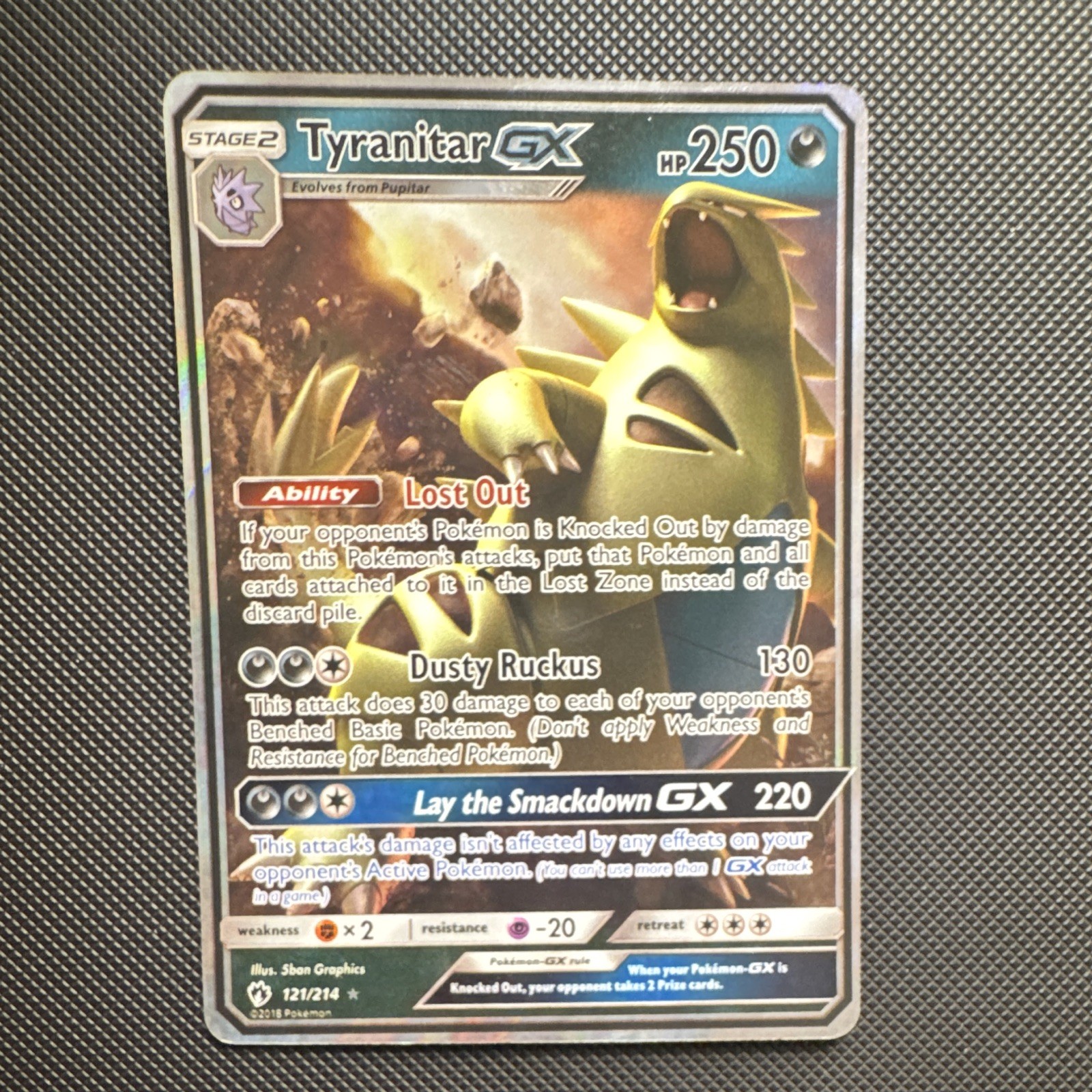 Pokemon TCG Tyranitar GX 121/214 Lost Thunder Ultra Rare Holo EN 2018 250HP
