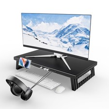 All-Metal Foldable Monitor Stand with 28cm Wide Desktop,, Headphone... Fast Ship