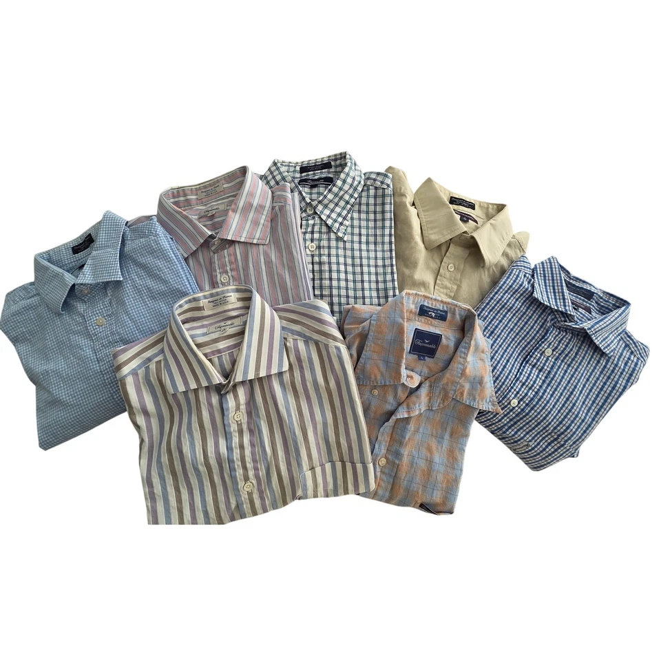 Lote a granel de 7 camisas faconnables para hombre varias L defectuosas - manga larga y corta Foto 2 de 4