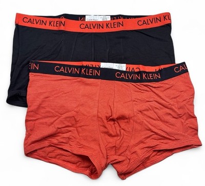 CALVIN KLEIN Mens 2 Pack Low Rise Trunk Cotton Stretch Red Black Underwear Sz XL