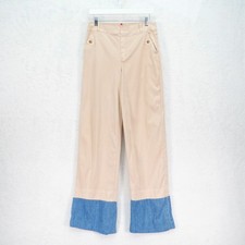 Spanx Tan Wide Leg Trouser Cuffed Denim Jeans -Large 30 / 33.5- High Rise