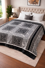 King Size Faux Mink Throw Blanket Light Grey Super Soft Warm Fluffy Sofa Bed