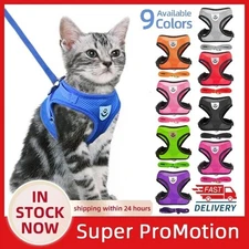 Cat Dog Harness Vest Adjustable Mesh Collar Leash Set for Small Medium Pets