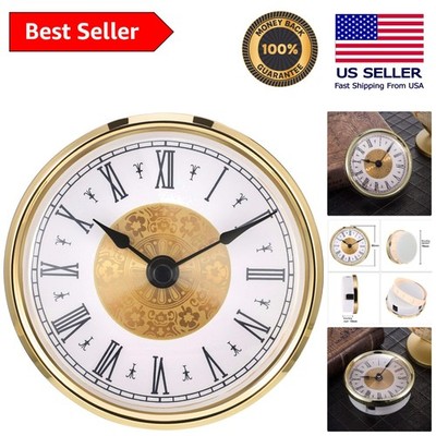 Battery-Powered 80mm Mini Clock Insert - Modern Gold Trim with Roman Numerals