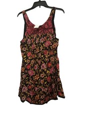 Free People Womens Sleeveless Floral Smocked dress S Black & Red