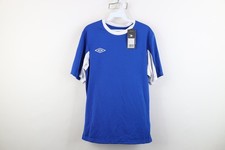 Deadstock Vintage Umbro Mens Small Color Block Futbol Soccer Jersey Blue White