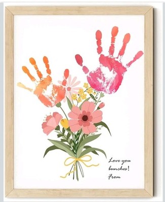 TwoDays Flower Bouquet Handprint Art Craft DIY Kit, Unique Gifts Mom from 16x12