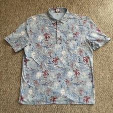 Johnnie O Polo Shirt Mens XL Blue Hawaiian Surf Casual S/S