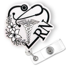 Cute RN Badge Reel Retractable for Registered Nurse  Medical Worker  Regist...