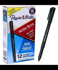 Paper Mate Write Bros Ballpoint Pens, Medium Point, Black Ink 10 Boxes