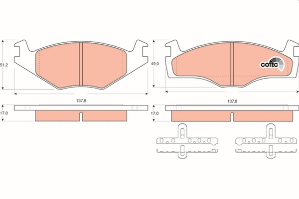 Trw Bremsbelagsatz Scheibenbremse Cotec GDB1219 FüR Polo Seat Cordoba Ibiza Vw 3-image