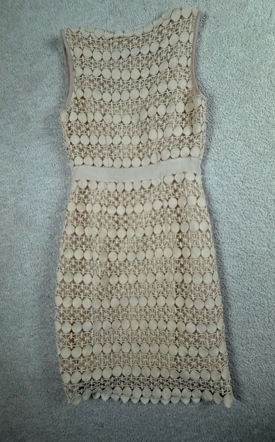 OFF WHITE Abito donna Tory Burch 6 uncinetto pizzo foderato canotta matita avorio bianco sporco