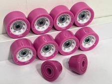 Set of 8 Chicago Pink Roller Skate Wheels 1900 New Indoor/Outdoor with Toe Stops