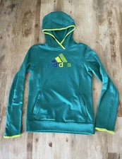 Adidas Climawarm Hoodie Pullover Teal Lime Women  s Small