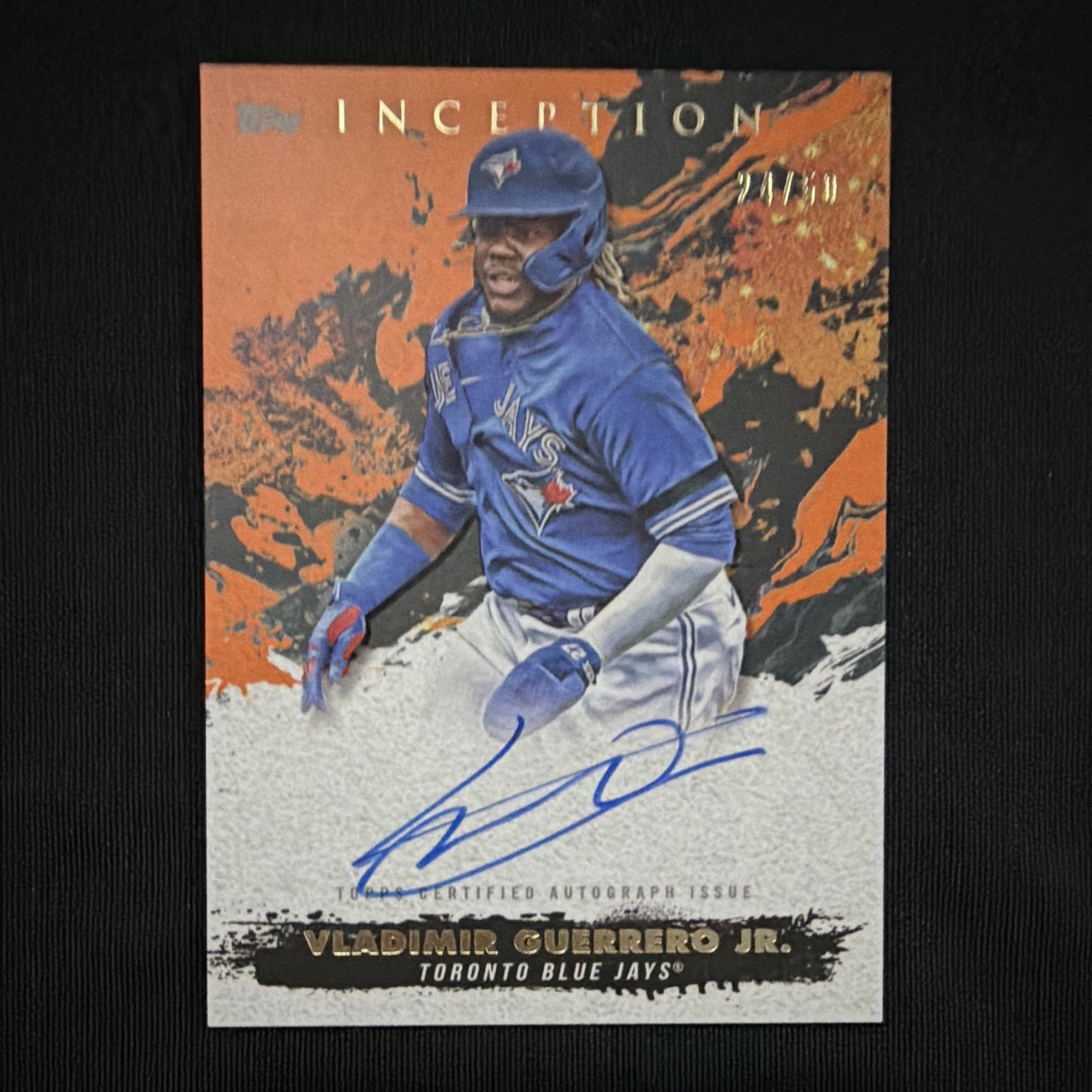 2021 Topps Inception Vladimir Guerrero Jr. Blue Jays RESA-VGJ Orange Auto /50