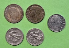 5x ITALIA - 1 Lira 1863 + 10 Centimetri 1940 + 20 C. 1940 + 20 C. 1912+1921
