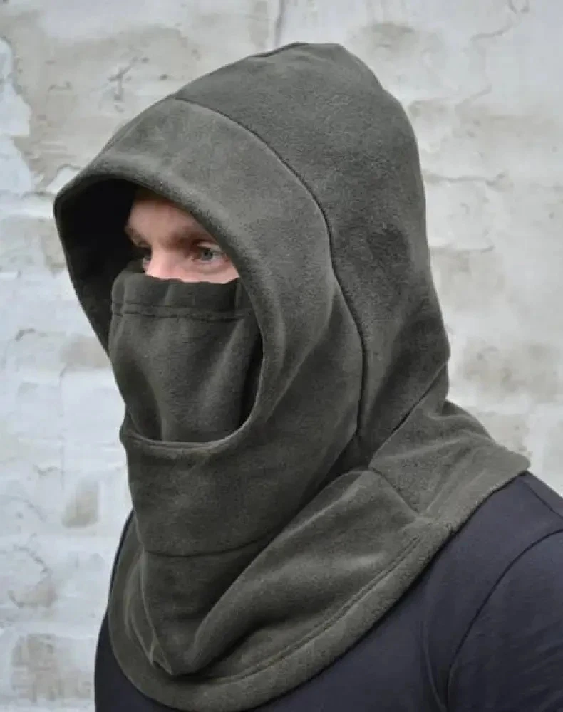 fleece balaclava with adjustable mask on clips olive💛💙